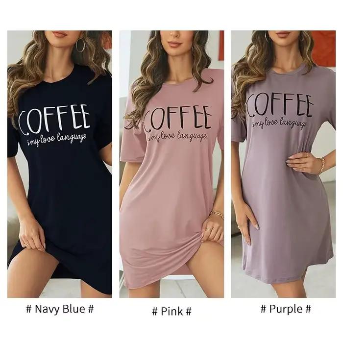 Lait soie chemise de nuit femmes chemise de nuit à manches courtes Cartoon chemises de nuit doux