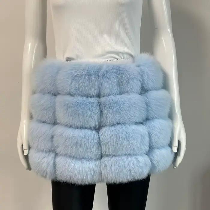 Jupe crayon courte en fourrure de renard véritable pour femme BEIZIRU, élégante et chaude