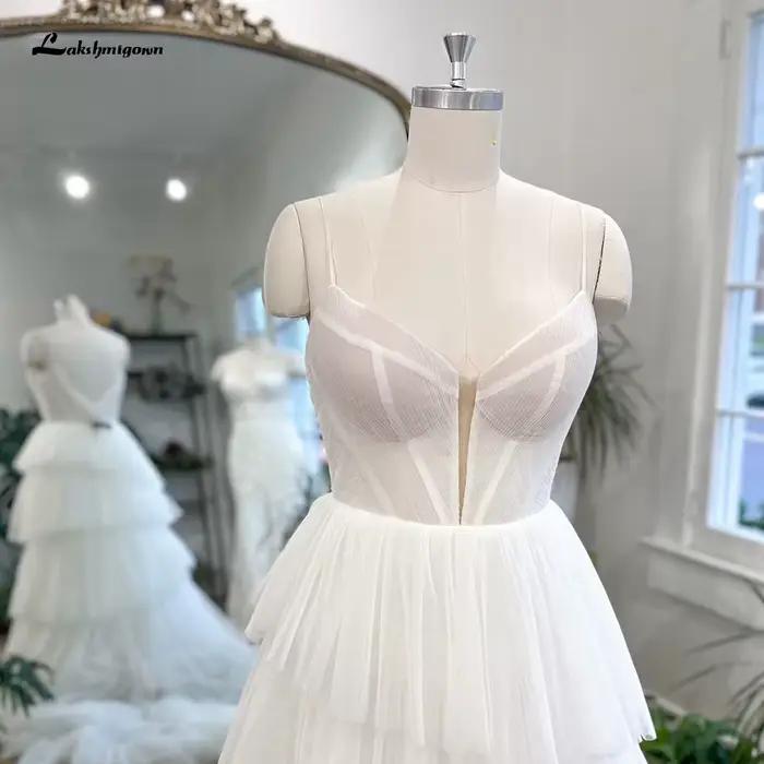 Yanshmigown-Robes de mariée princesse dos nu, tulle blanc cassé, robe de mariée à la plage, robe longue personnalisée, 2025