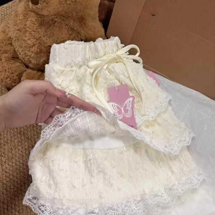 Mini jupe à volants en dentelle douce pour femmes