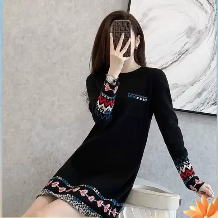 Robe tricotée à bascule pour femme, jupe pull de Style français, nouvelle collection automne-hiver