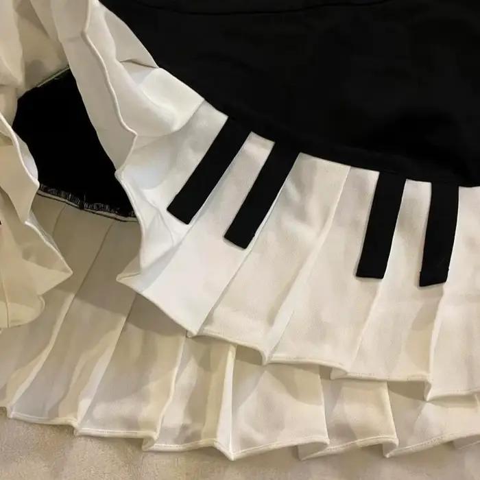 Jupe de Piano Vintage noire et blanche pour femmes