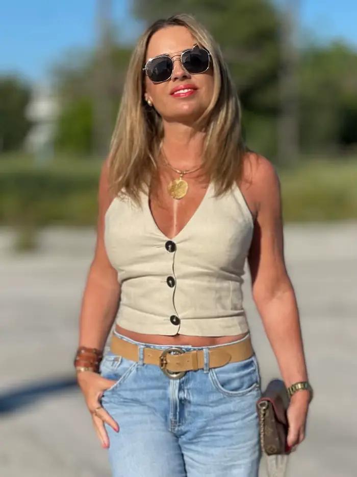 HH femmes jupe ensemble col en v simple boutonnage solide court gilet haut + mode taille haute fermeture éclair ourlet