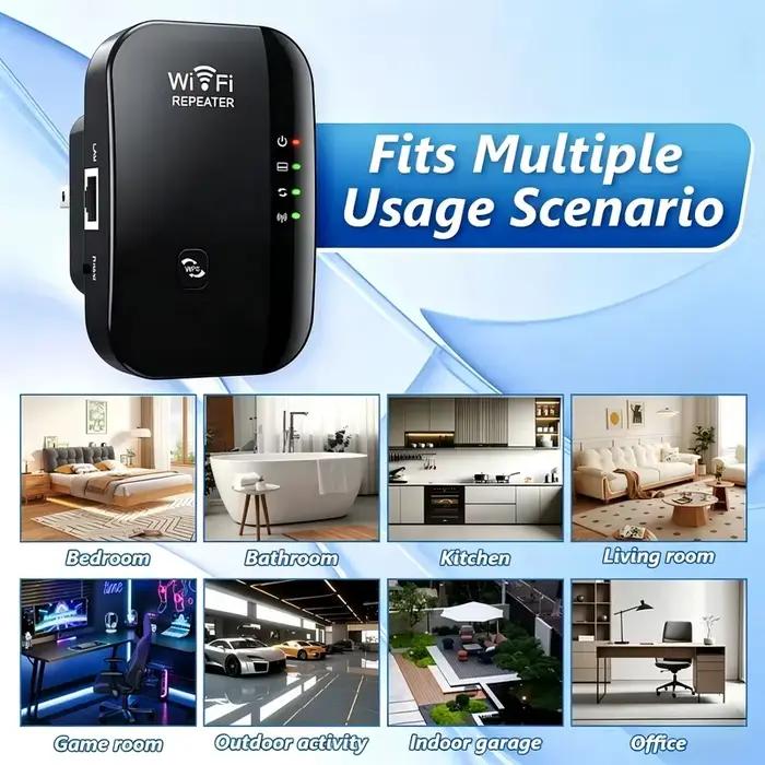 Répéteur WiFi sans fil 300M 2,4 GHz, amplificateur de signal puissant, configuration pratique, amplificateur de réseau pour la maison et le bureau