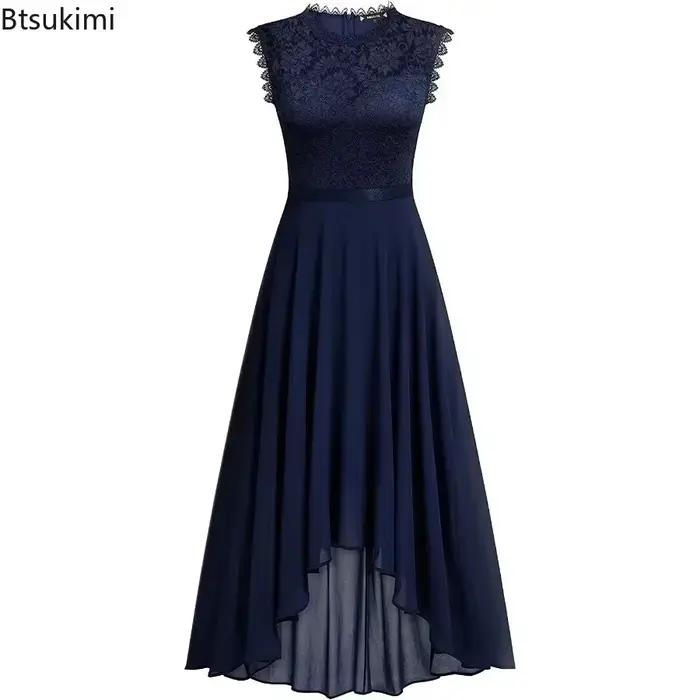 Robe d'été en dentelle pour femme 2026 avec ceinture à nœud, élégante, longueur irrégulière, sans manches, pour invitée, demoiselle d'honneur ou soirée cocktail