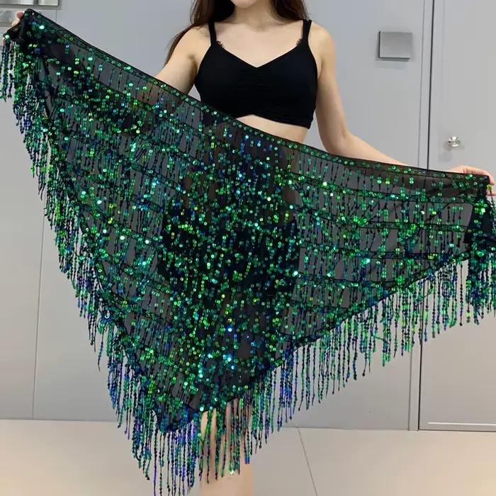 Jupe à Franges à Paillettes pour Femme, Écharpe de Hanche pour Festival, Spectacle sur Scène, Costume à Paillettes, Tenue de Rotterdam Kly Round Belt