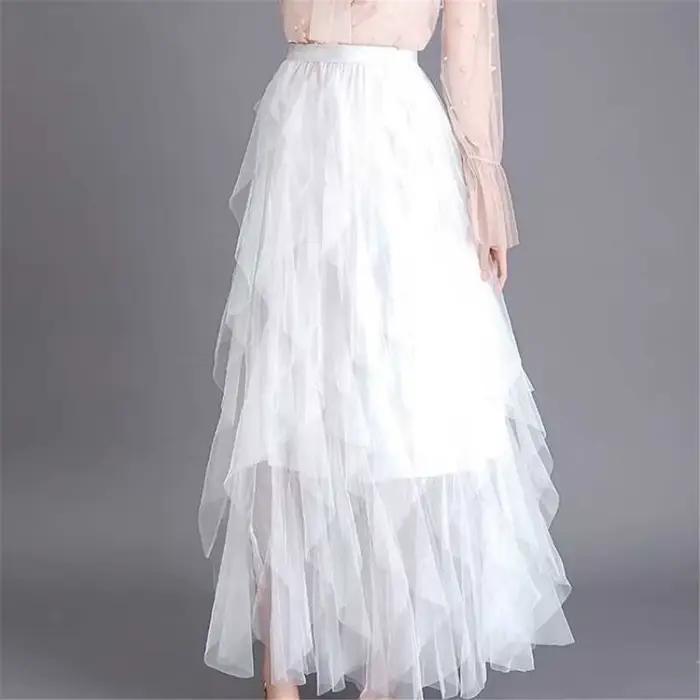 Jupe tutu taille haute en maille de tulle élastique pour femme