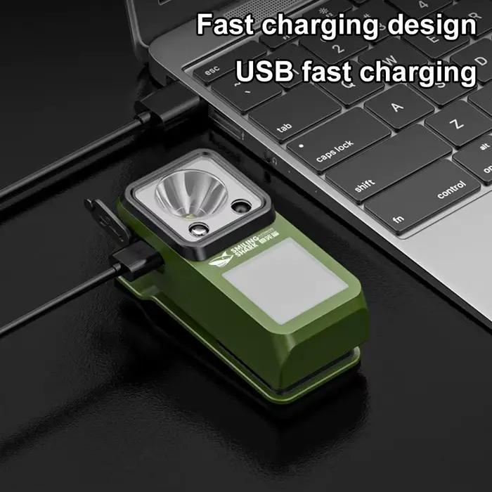 Lampe torche LED magnétique à clipser, éclairage ultra-durable pour l'extérieur, lampe de travail d'urgence, rechargeable, pour le camping et la randonnée