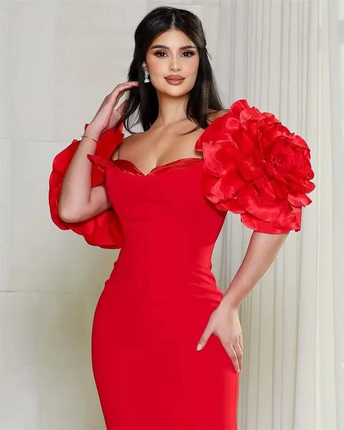 Mila rouge bretelles Simple robe de bal sans manches personnalisé luxueux robes de soirée gaine parole longueur vestidos de fiesta 2025