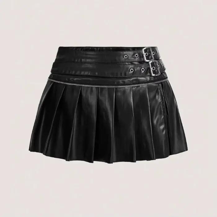 Jupe plissée en cuir PU JCLOTHZI avec écharpes pour femmes, mini jupes fendues, couleur argent, rouge, brun, fuchsia, occasion spéciale