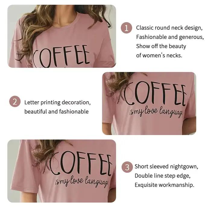 Lait soie chemise de nuit femmes chemise de nuit à manches courtes Cartoon chemises de nuit doux