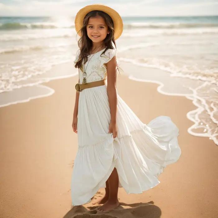 3-14 ans filles dentelle bohême longues robes bébé enfants fleur mariage princesse robe de soirée robes Costume enfants vêtements