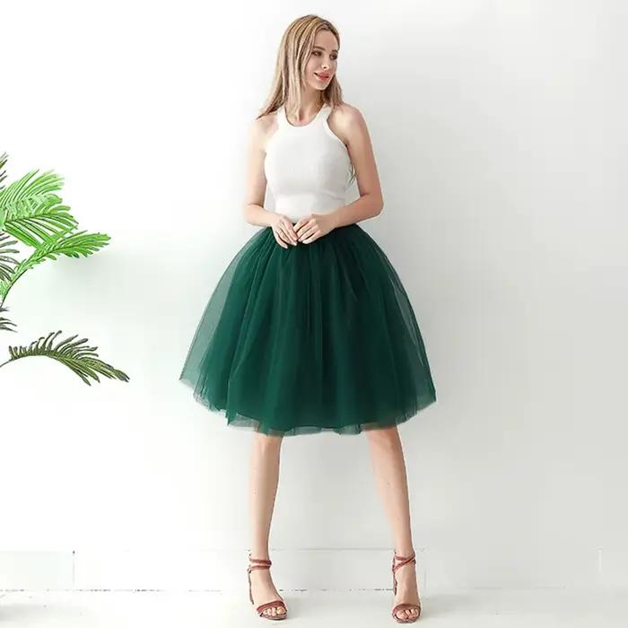 5 couches 65 cm noir Jupe plissée Sexy Midi Tulle