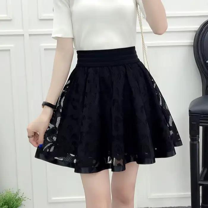 Mini jupe trapèze plissée en tulle élastique pour femme