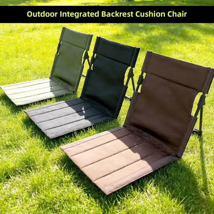 Chaise de camping pliable pour extérieur, jardin, parc, chaise longue individuelle avec dossier et coussin, pour pique-nique, camping, plage