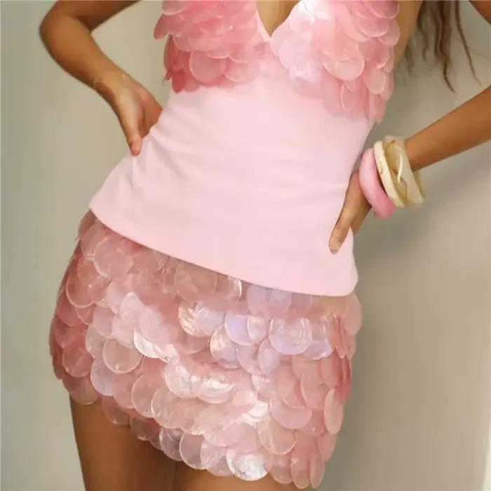 Chic fille fête Rave paillettes Mini jupes femmes Sexy taille basse