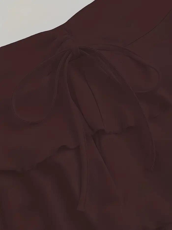 Jupe-short polyvalente à volants superposés pour femme - Jupe évasée décontractée à taille haute avec cordon de serrage