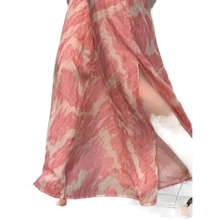 Jupe midi longue rose fendue pour femme, élégante et polyvalente