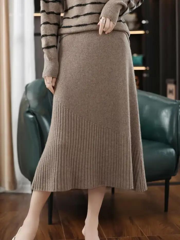 Jupe longue en tricot de cachemire pur pour femmes