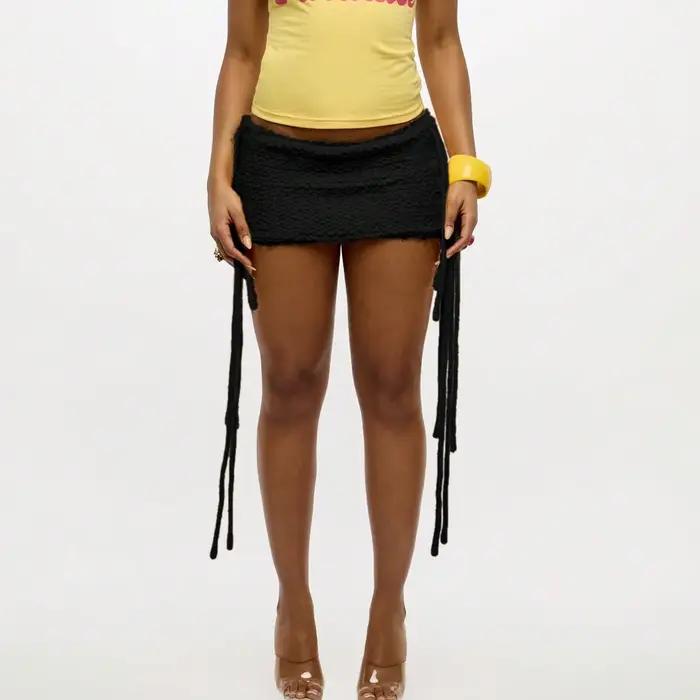 Mini-jupe Y2K en tricot duveteux sexy pour femme