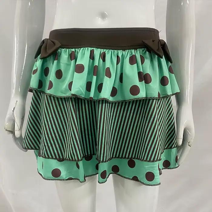 Jupe courte évasée à pois avec nœud créatif style décontracté mode vintage street spice femme occasions spéciales