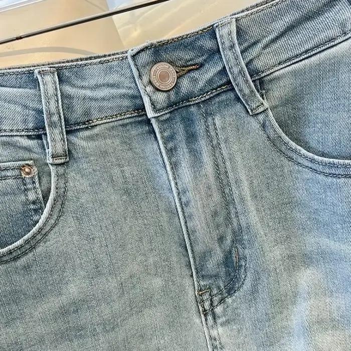 Jupe en jean mi-longue taille haute pour femme