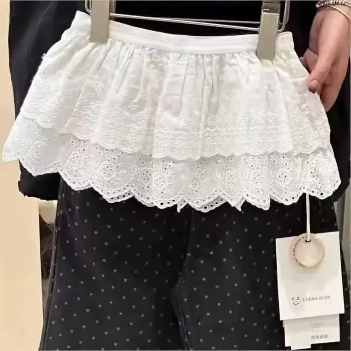 Jupe en dentelle florale en coton pour bébés filles, vêtements de princesse pour tout-petits, vêtements en couches solides pour enfants, 3 à 10 ans, mode