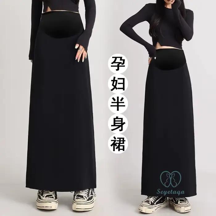 Jupes Maxi sulfNoires à Fente Arrière pour Femme Enceinte