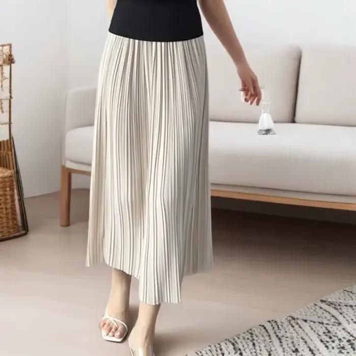 Jupe plissée mi-longue pour femmes, élégante, tempérament à la mode, taille haute, pour les déplacements quotidiens, polyvalente, printemps et été