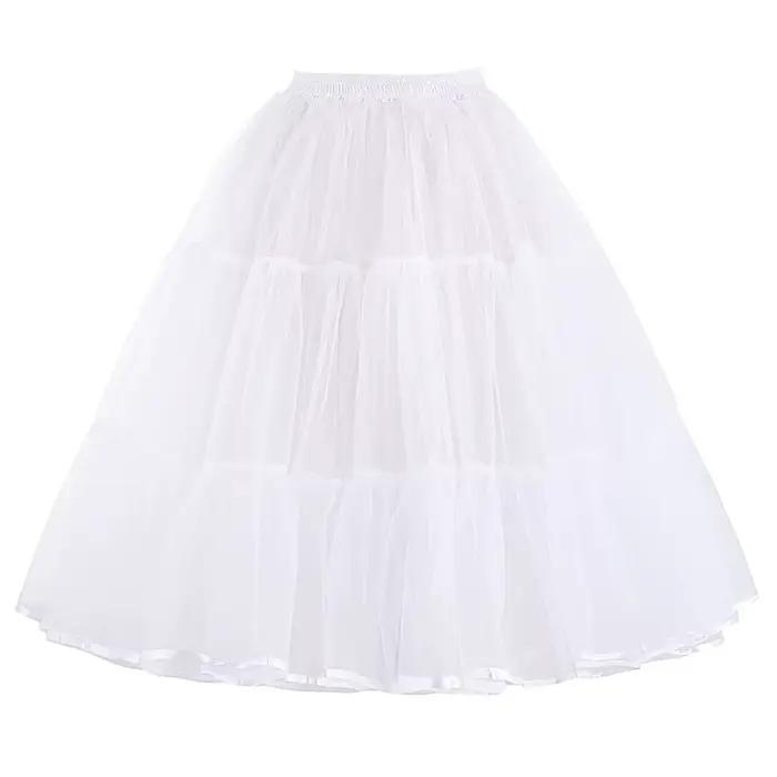 Jupons d'été jupe bouffante en Organza rétro robe Vintage sous-jupes femmes cerceaux grande taille danse Crinoline jupon blanc