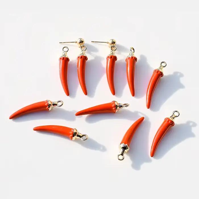 Breloques en forme de piment tridimensionnel, 10 pièces/lot, pour la fabrication de bijoux, fournitures en émail, boucles d'oreilles faites à la main, collier, pendentif DIY