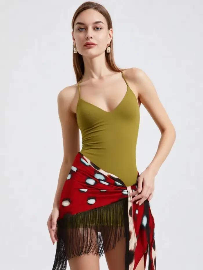 Jupe Courte Vintage à Pois Imprimés pour Femme