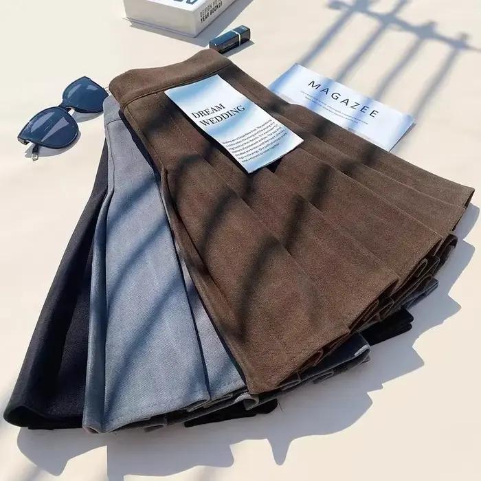 Jupes plissées en fausse laine pour femmes Y2K automne hiver taille haute Preppy laine Jk jupe de danse coréen Streetwear femme Mini jupe
