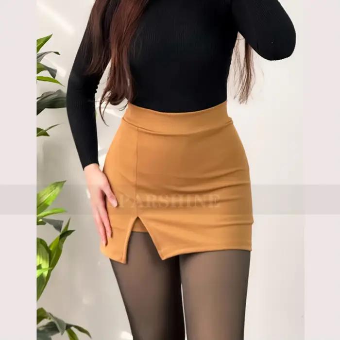 Femmes jupes a-ligne Style coréen taille haute fendu Mini jupe femme Simple décontracté bureau Shorts