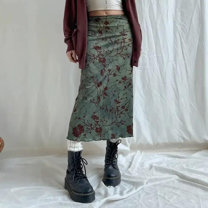 Jupe taille haute imprimée style vintage américain, jupe au tempérament Spice Girl