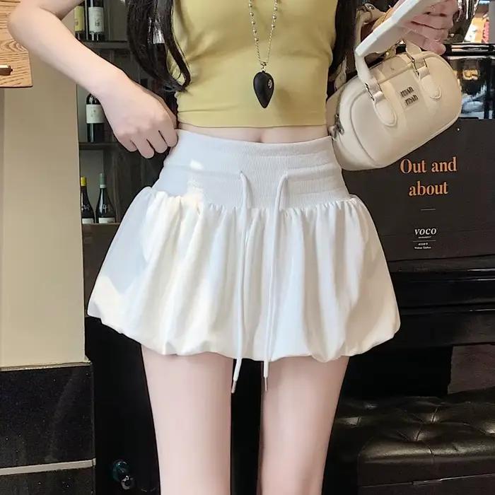 Jupe mi-longue bouffante taille haute pour femme