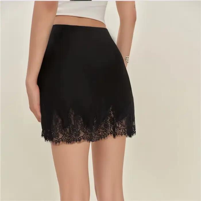 Hirigin Sexy solide dentelle Patchwork jupe femmes mode droite irrégulière rue jupes courtes femme fête dame Mini bas