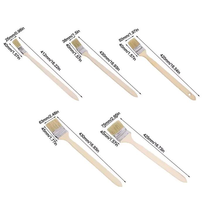 Nouvelle brosse à peinture marine à long manche, poils de porc mélangés, manche en bois massif, brosse à peinture murale, brosse à barbecue en forme de coude, artisanat artistique