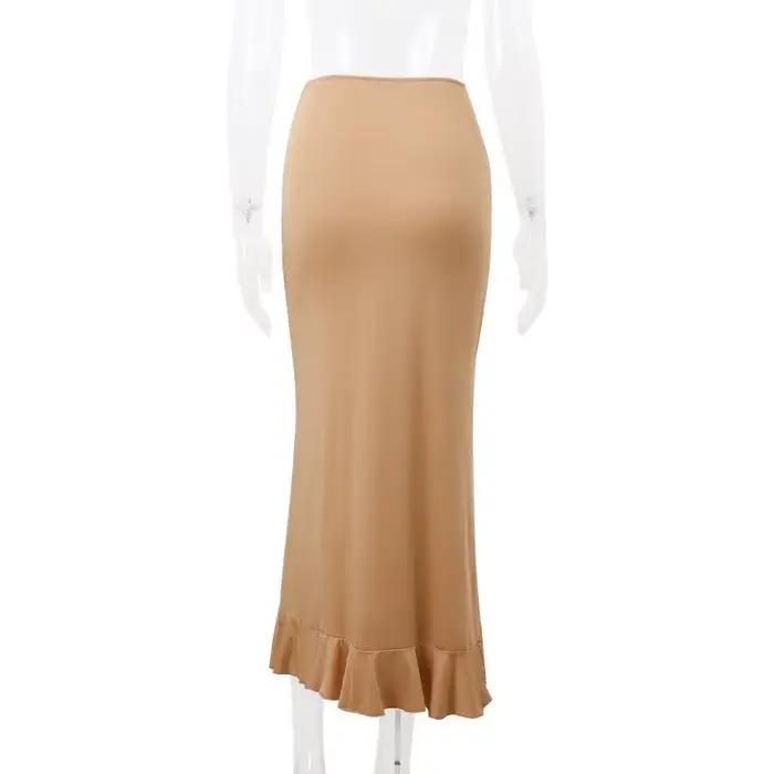 Jupe plissée mi-longue taille basse pour femme