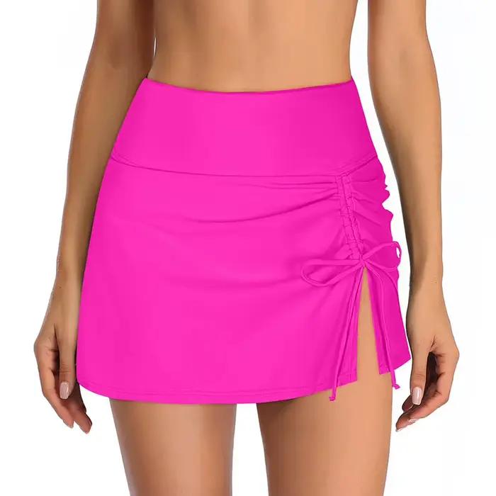 Bas de maillot de bain à cordon de serrage 2026, taille haute, style jupe, pour femme, maillot de bain sportif, pour la natation