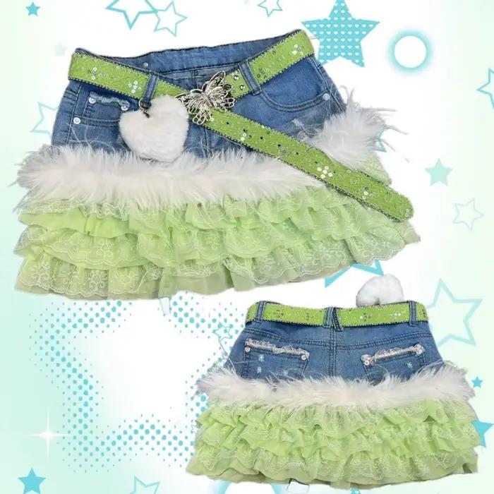 Jupe courte en jean Y2K vintage style Spicy Girls