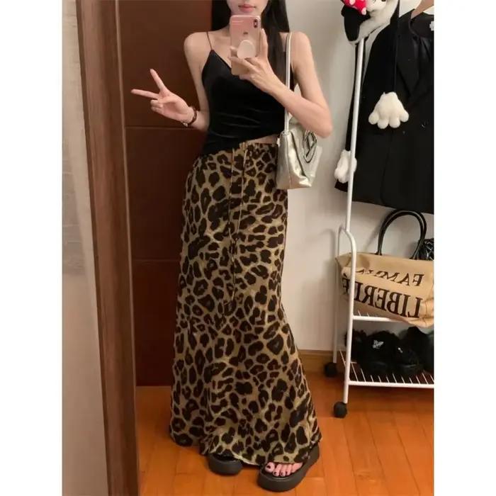 Jupe longue imprimée léopard tendance pour femme