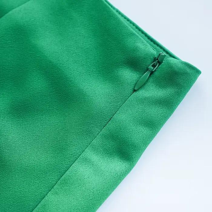 Slim Chic élégant femmes Mini jupes vert Satin haute rue solide côté fermeture éclair Sexy moulante jupe Faldas Mujer