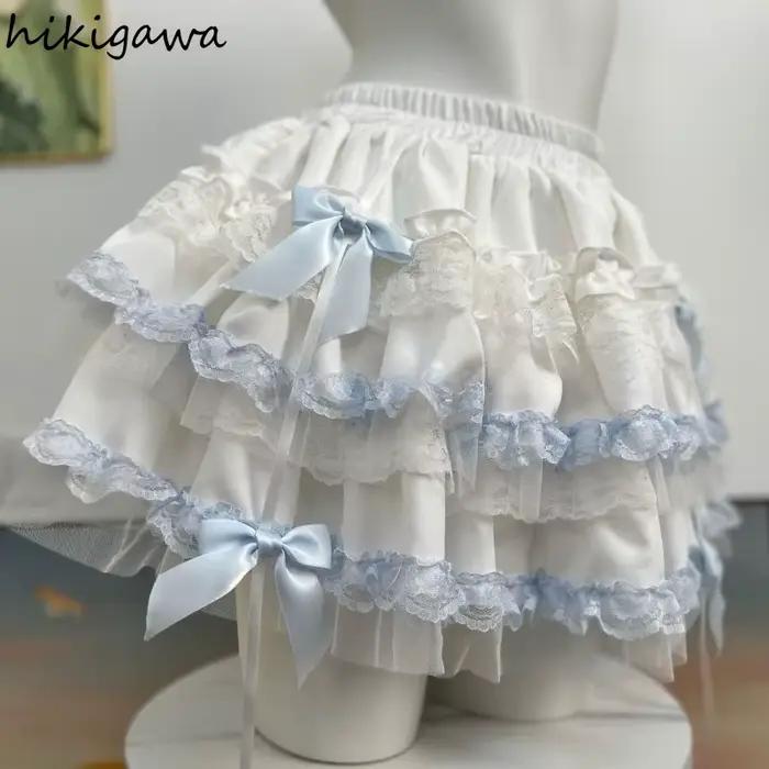 2025 Faldas Mujer De Moda jupes pour femmes Patchwork dentelle douce Jupe mode a-ligne japonaise Saia Lolita Style
