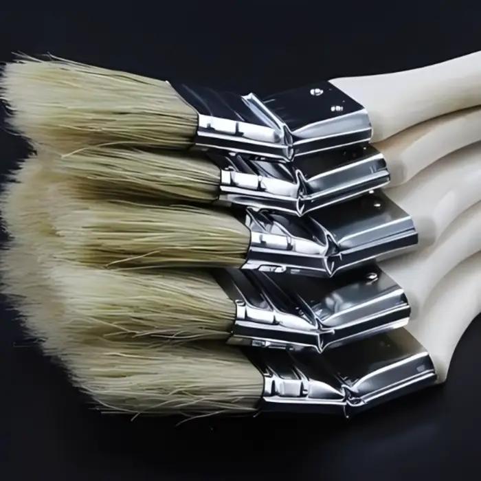 Nouvelle brosse à peinture marine à long manche, poils de porc mélangés, manche en bois massif, brosse à peinture murale, brosse à barbecue en forme de coude, artisanat artistique