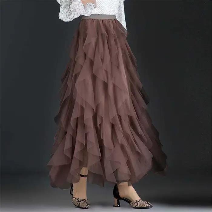 Jupe tutu taille haute en maille de tulle élastique pour femme