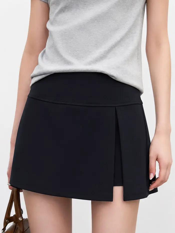 CHIC VEN Nouvelle Jupe Femme Coupe Trapèze Noire Fendue