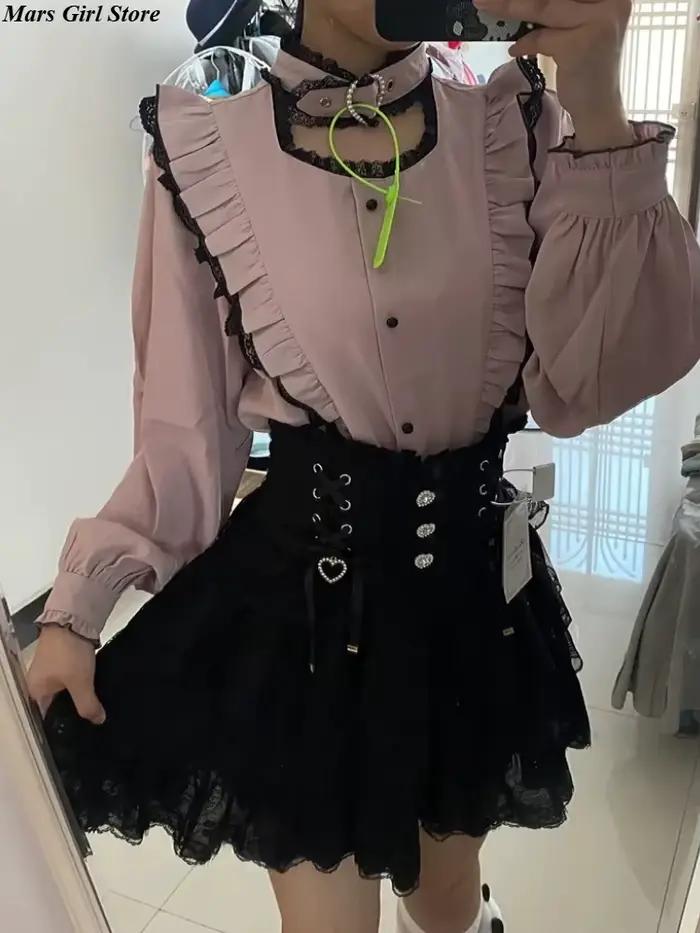 Jupe superposée en dentelle Lolita japonaise pour femmes style demoiselle d'honneur mini jupe trapèze romantique et élégante pour été ocassions spéciales