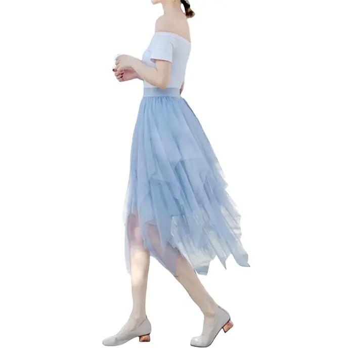 Fairycore-Jupe à bulles en tulle élastique irrégulier pour femme