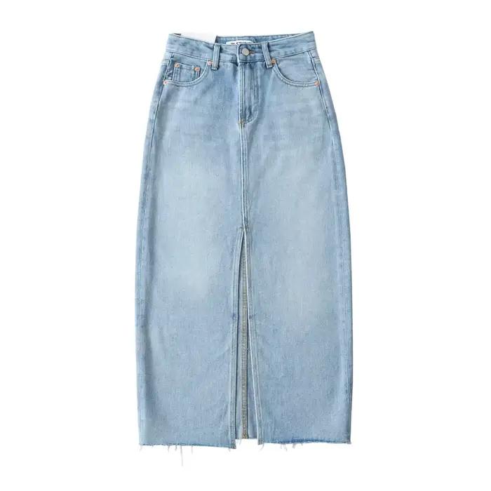 Jupe longue en jean à taille haute pour femmes